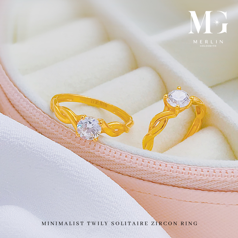 916 Gold Minimalist Twily Solitaire Zircon Ring