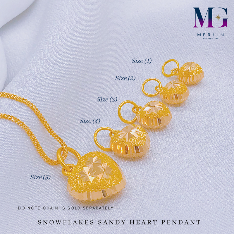 916 Gold Snowflakes Sandy Heart Pendant (Sizes 1 - 5)