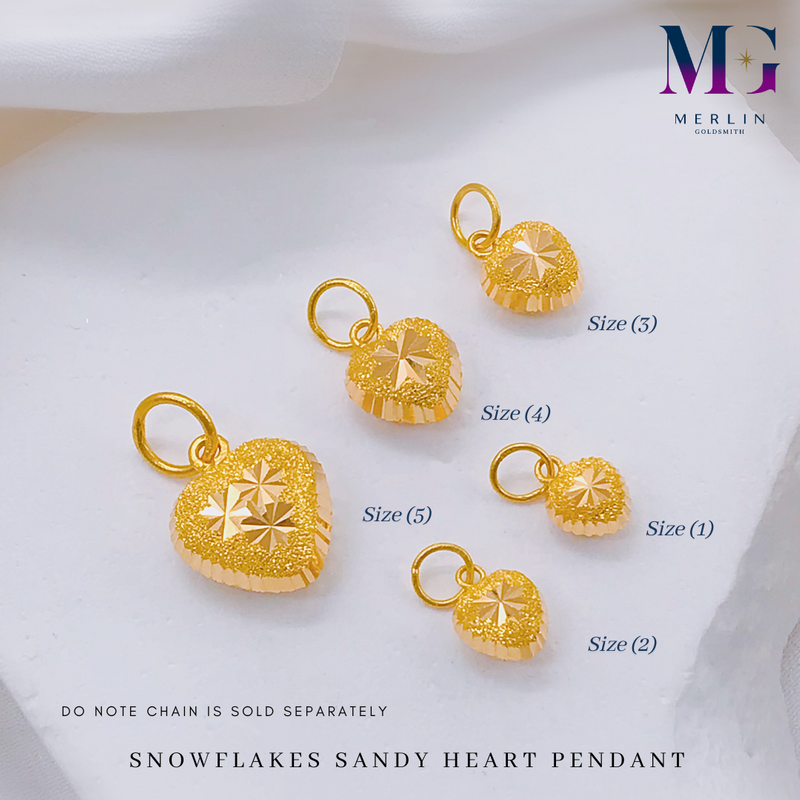 916 Gold Snowflakes Sandy Heart Pendant (Sizes 1 - 5)
