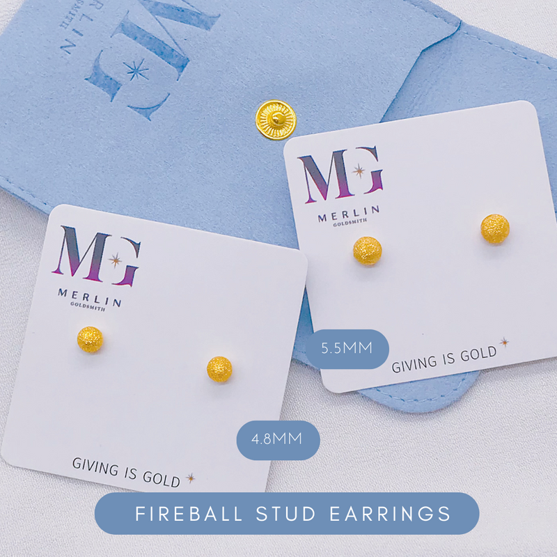 916 Gold Fireball Stud Earrings