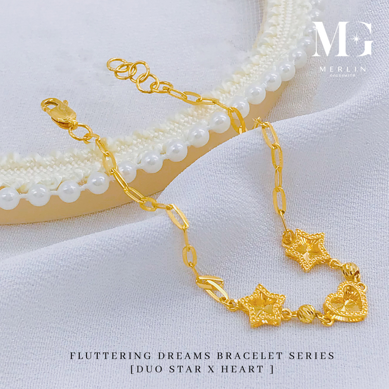916 Gold Fluttering Dreams Bracelet Series - Duo Star x Heart