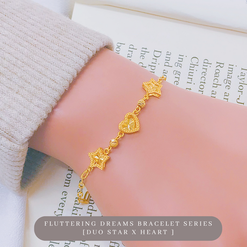 916 Gold Fluttering Dreams Bracelet Series - Duo Star x Heart