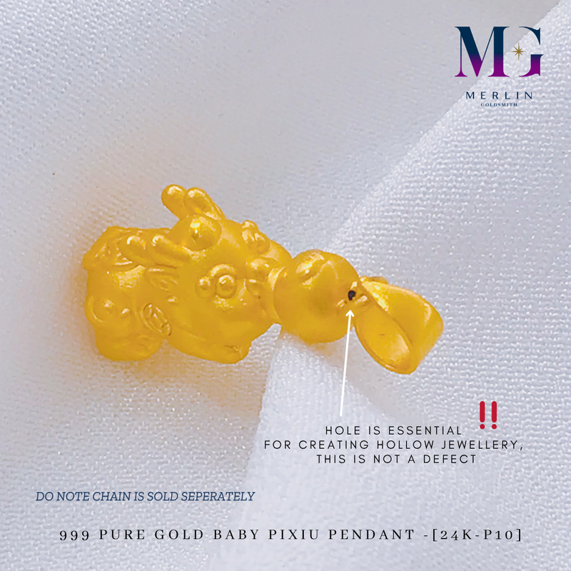 999 Pure Gold Baby Pixiu Pendant - [24K-P10]