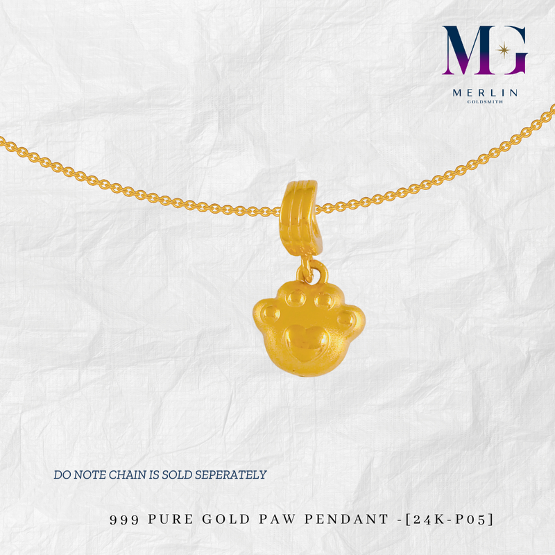 999 Pure Gold Paw Pendant - [24K-P05]
