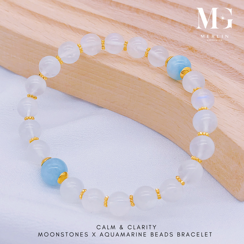 Calm and Clarity Beads Bracelet With 916 Gold Beaded Spacers