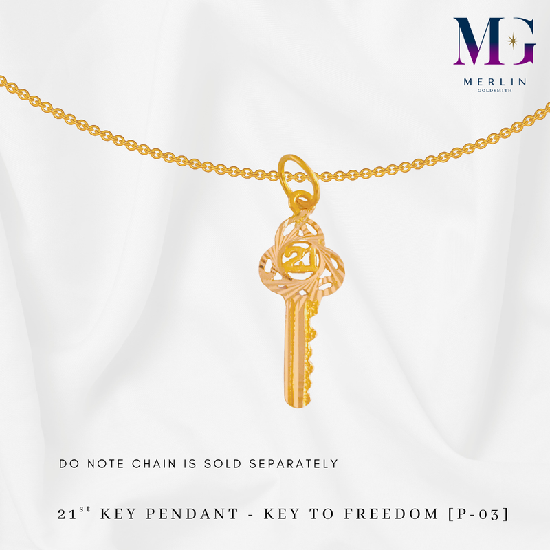 916 Gold 21st Key Pendant - Key To Freedom [P-03]
