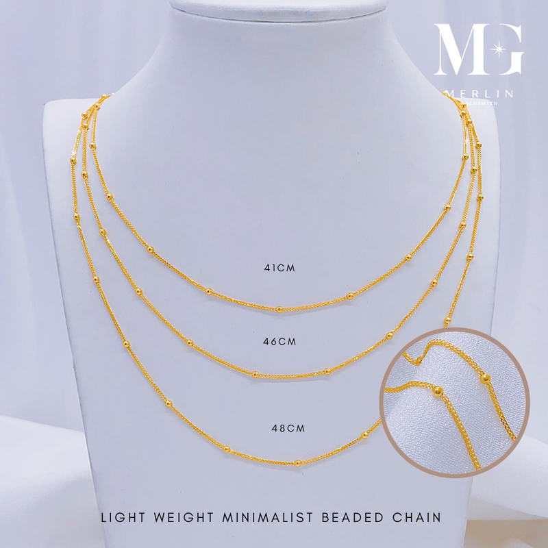 916 Gold Light Weight Minimalist Beaded Chain