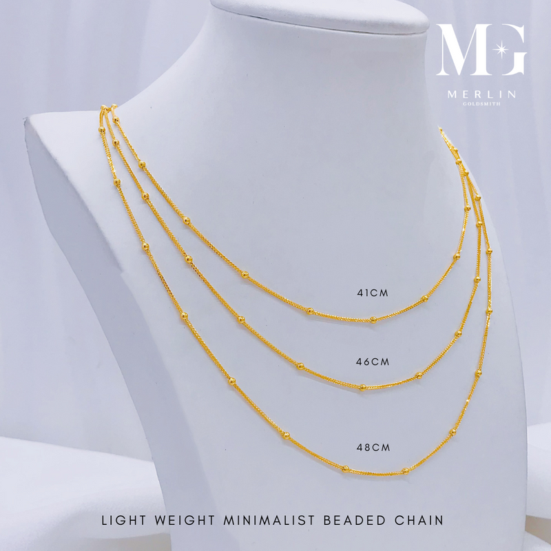 916 Gold Light Weight Minimalist Beaded Chain