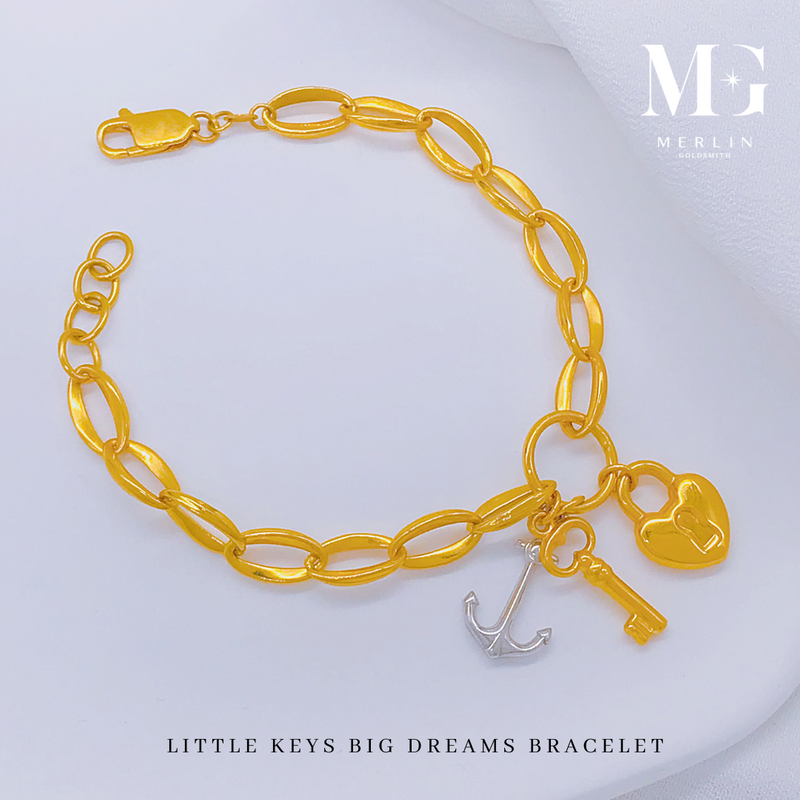 916 Gold Little Keys Big Dreams Bracelet