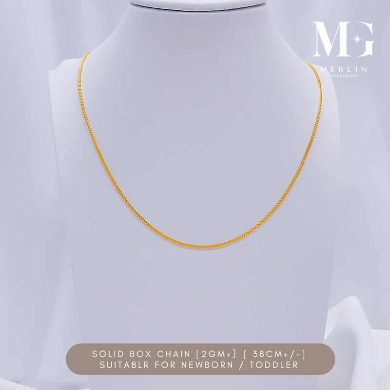 916 Gold Solid Box Chain (2gm+ / 38cm+/-) (Suitable for Newborn / Toddlers)