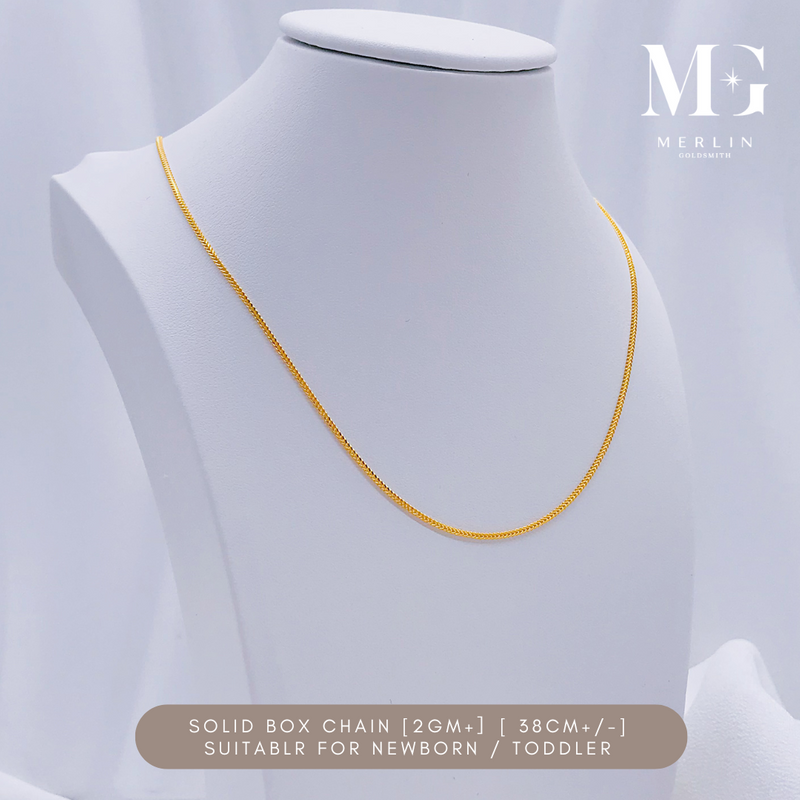 916 Gold Solid Box Chain (2gm+ / 38cm+/-) (Suitable for Newborn / Toddlers)