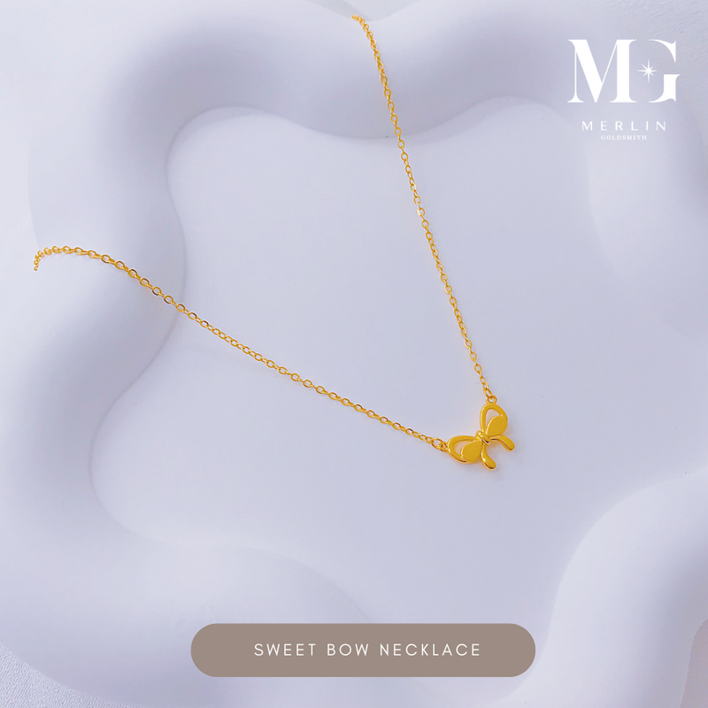 916 Gold Sweet Bow Necklace