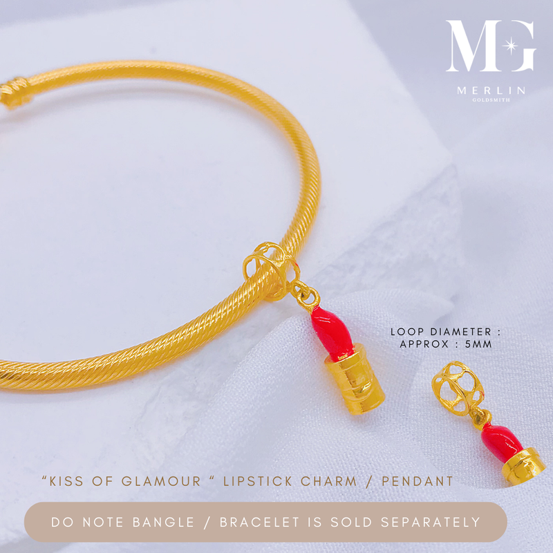 916 Gold “Kiss of Glamour” Lipstick Charm / Pendant