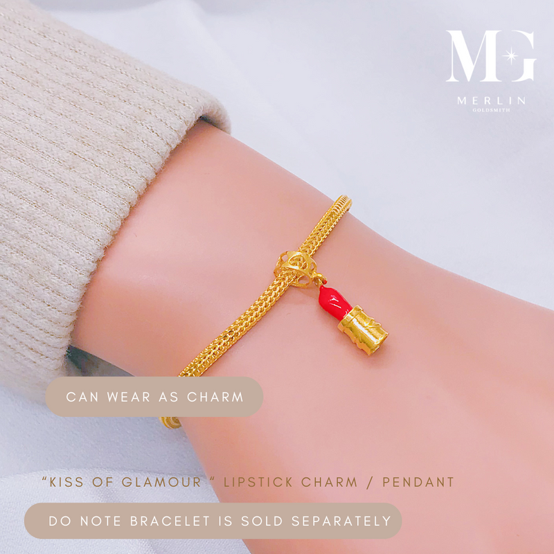 916 Gold “Kiss of Glamour” Lipstick Charm / Pendant