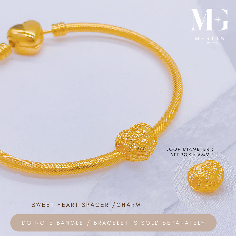 916 Gold Sweet Heart Spacer / Charm