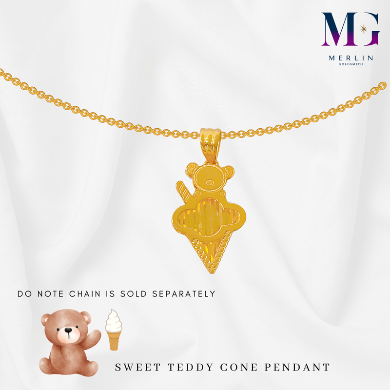 916 Gold Sweet Teddy Cone Pendant