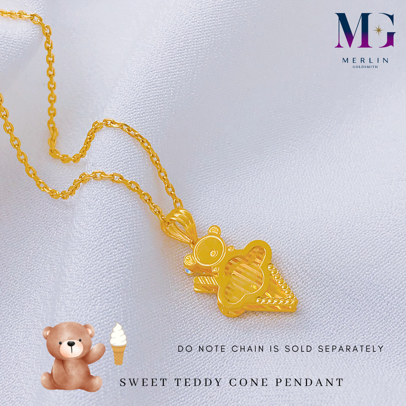 916 Gold Sweet Teddy Cone Pendant