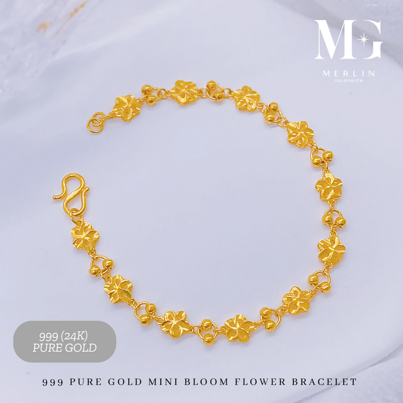 999 Pure Gold Mini Bloom Flower Bracelet