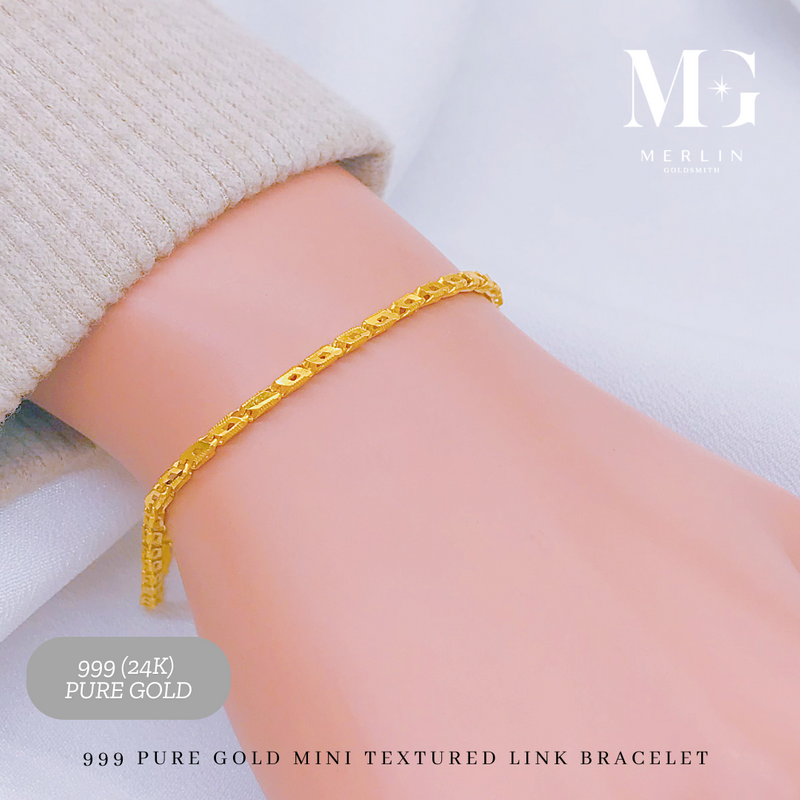 999 Pure Gold Mini Textured Link Bracelet