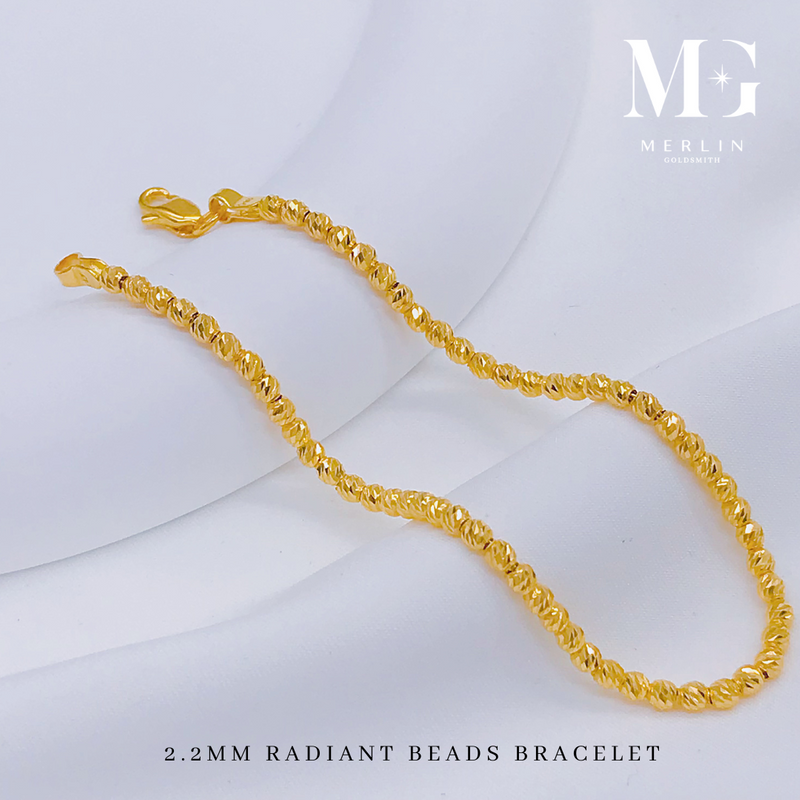 916 Gold 2.2mm Radiant Beads Bracelet