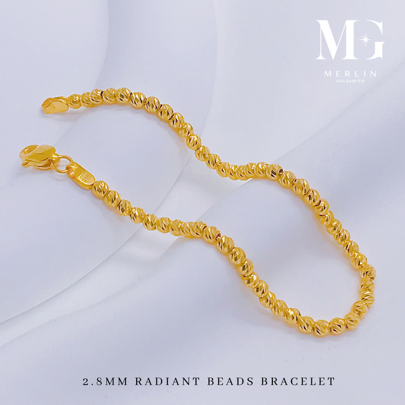 916 Gold 2.8mm Radiant Beads Bracelet