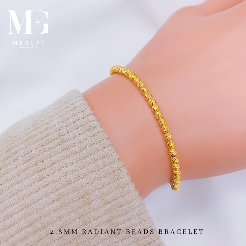 916 Gold 2.8mm Radiant Beads Bracelet