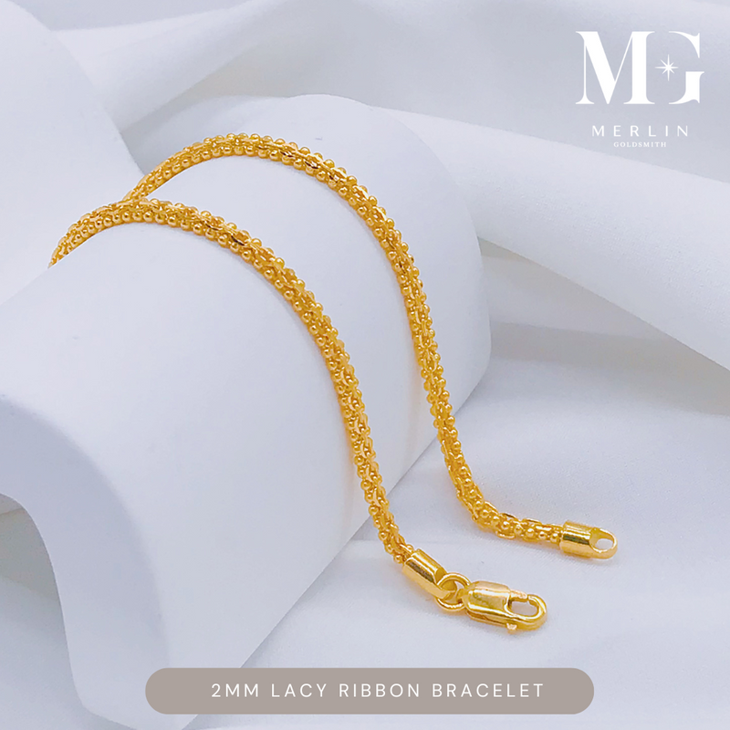 916 Gold Lacy Ribbon Bracelet (Width: 2mm)