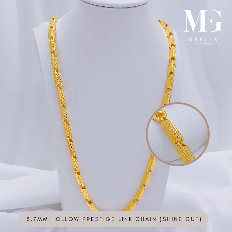 916 Gold 3.7mm Hollow Prestige Link Chain (Shine Cut)