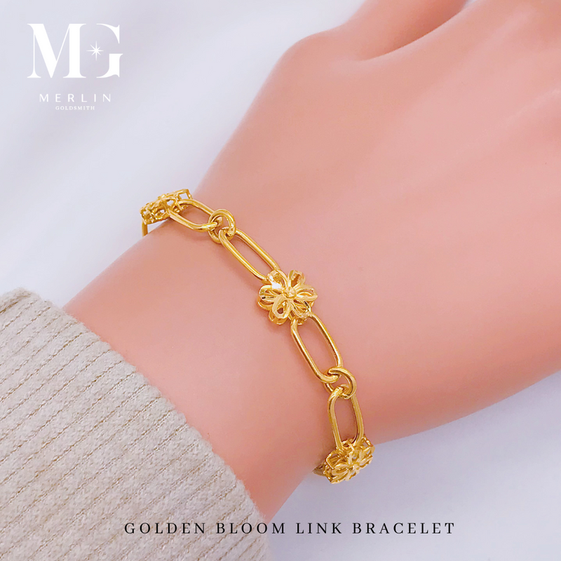 916 Gold Golden Bloom Link Bracelet