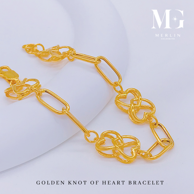 916 Gold Golden Knot of Heart Bracelet