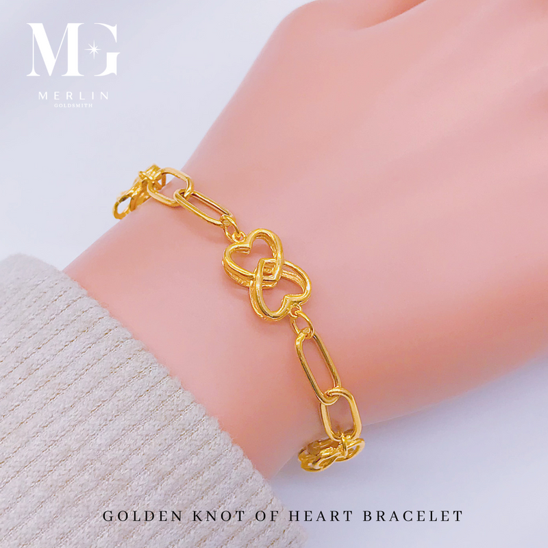 916 Gold Golden Knot of Heart Bracelet