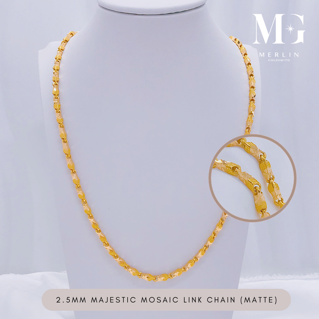 916 Gold 2.5mm Majestic Mosaic Link Chain (Matte) | Merlin Goldsmith