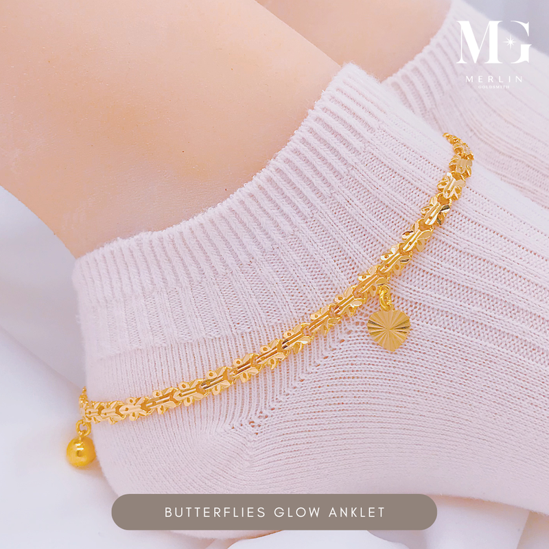 916 Gold Butterflies Glow Anklet