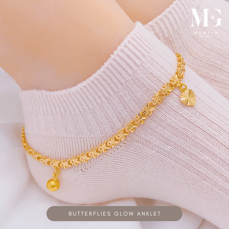 916 Gold Butterflies Glow Anklet