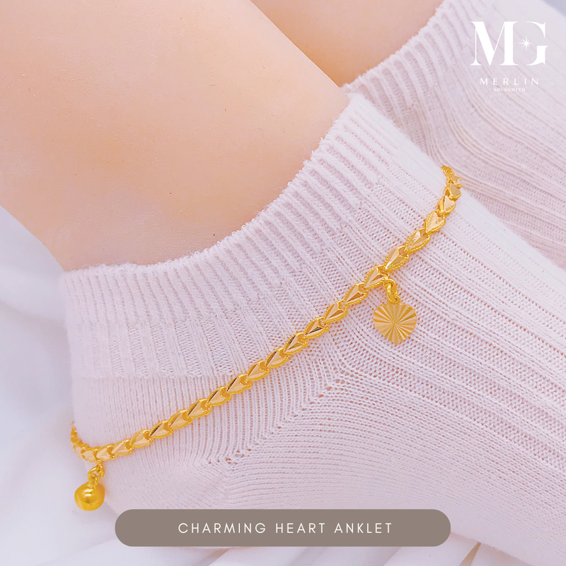 916 Gold Charming Heart Anklet