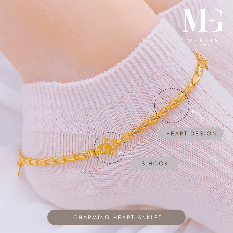 916 Gold Charming Heart Anklet