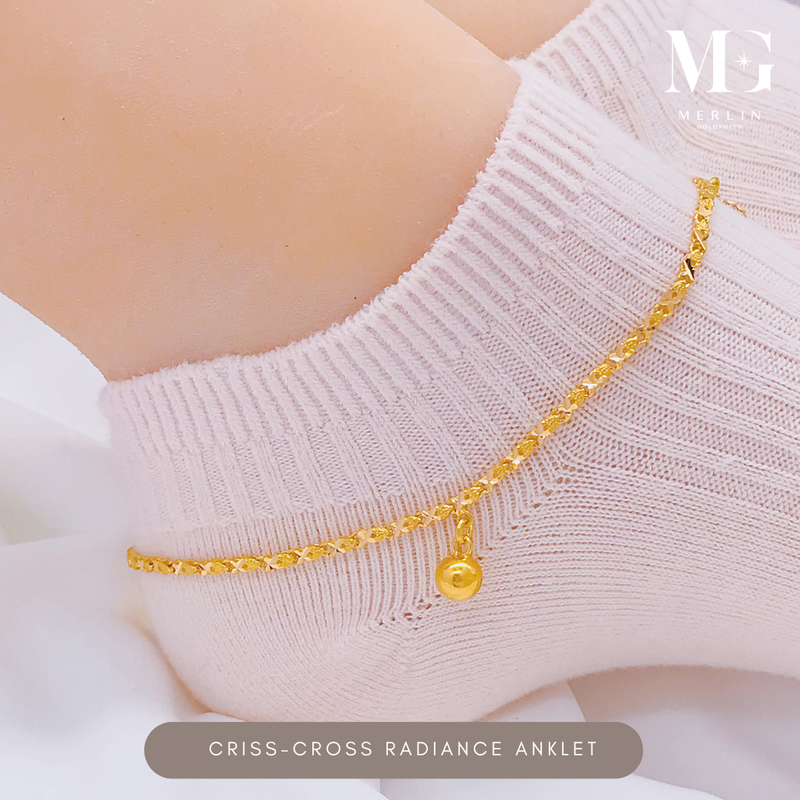 916 Gold Criss-Cross Radiance Anklet
