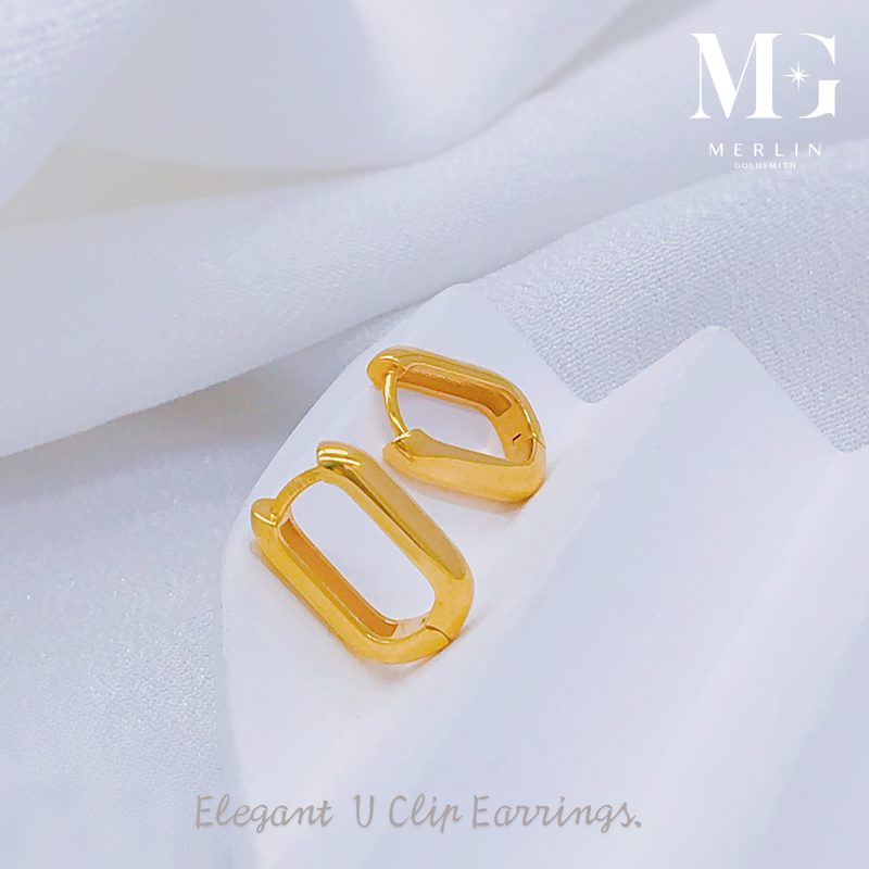 916 Gold Elegant U Clip Earrings