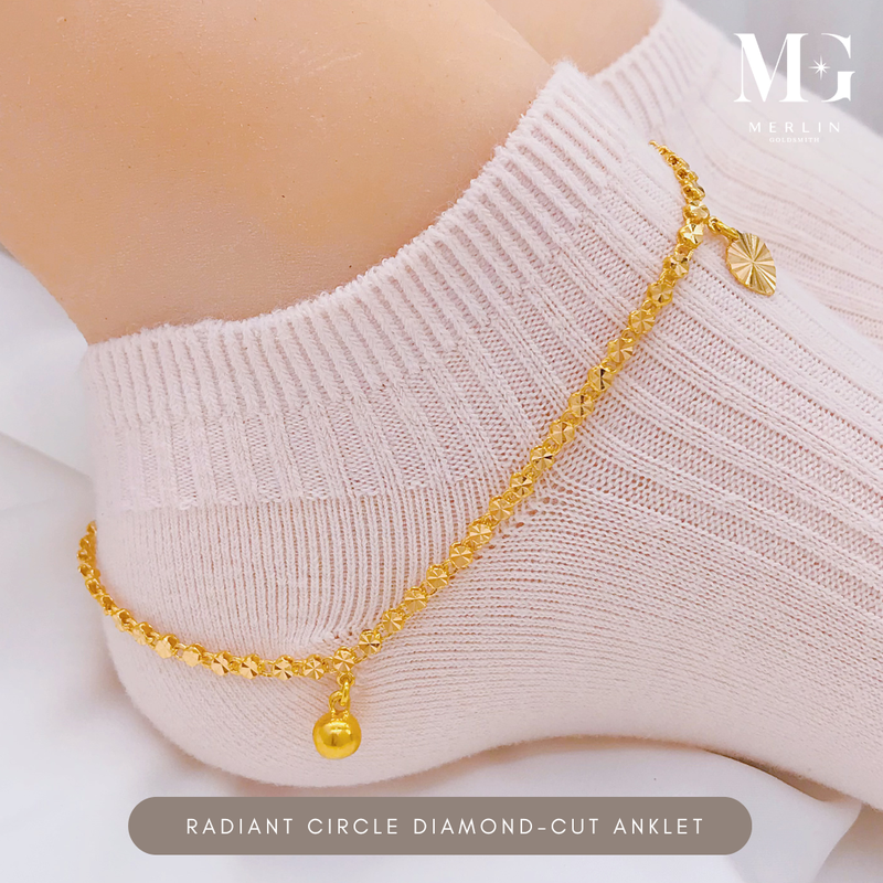 916 Gold Radiant Circle Diamond-Cut Anklet