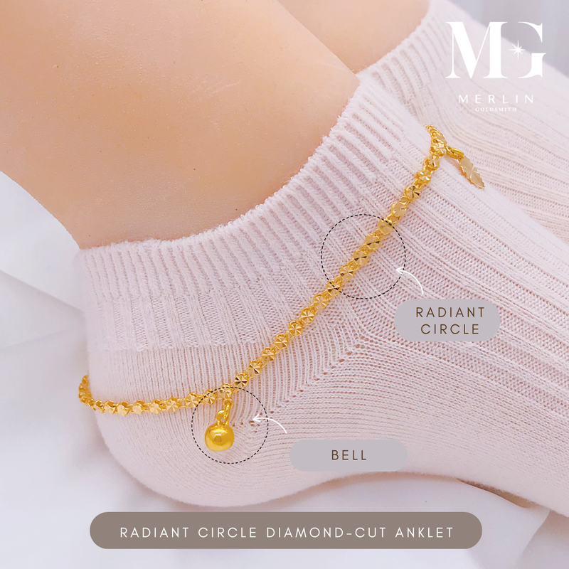 916 Gold Radiant Circle Diamond-Cut Anklet