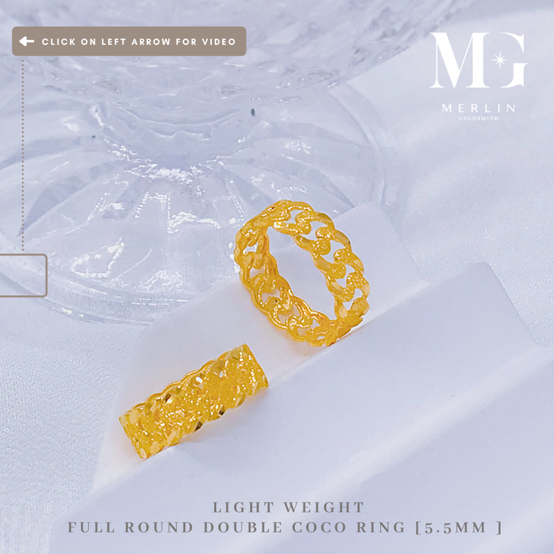 916 Gold 5.5mm Light Weight Full Round Double Coco Ring