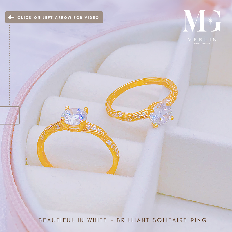 916 Gold Beautiful In White - Brilliant Solitaire Ring