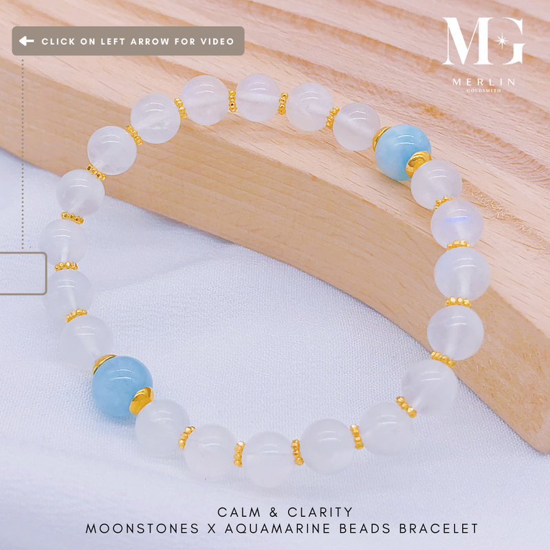 Calm and Clarity Beads Bracelet With 916 Gold Beaded Spacers