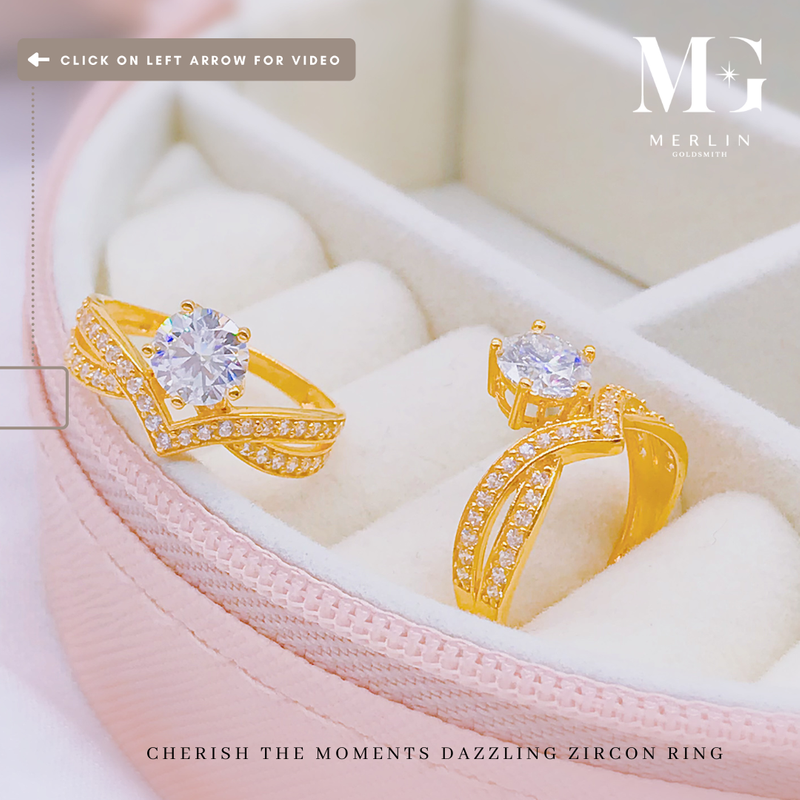 916 Gold Cherish The Moments Dazzling Zircon Ring