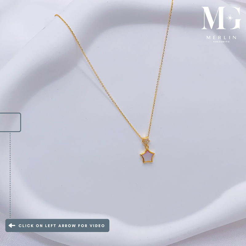 916 Gold Starry Elegance Necklace (Star x Sparkle Star)