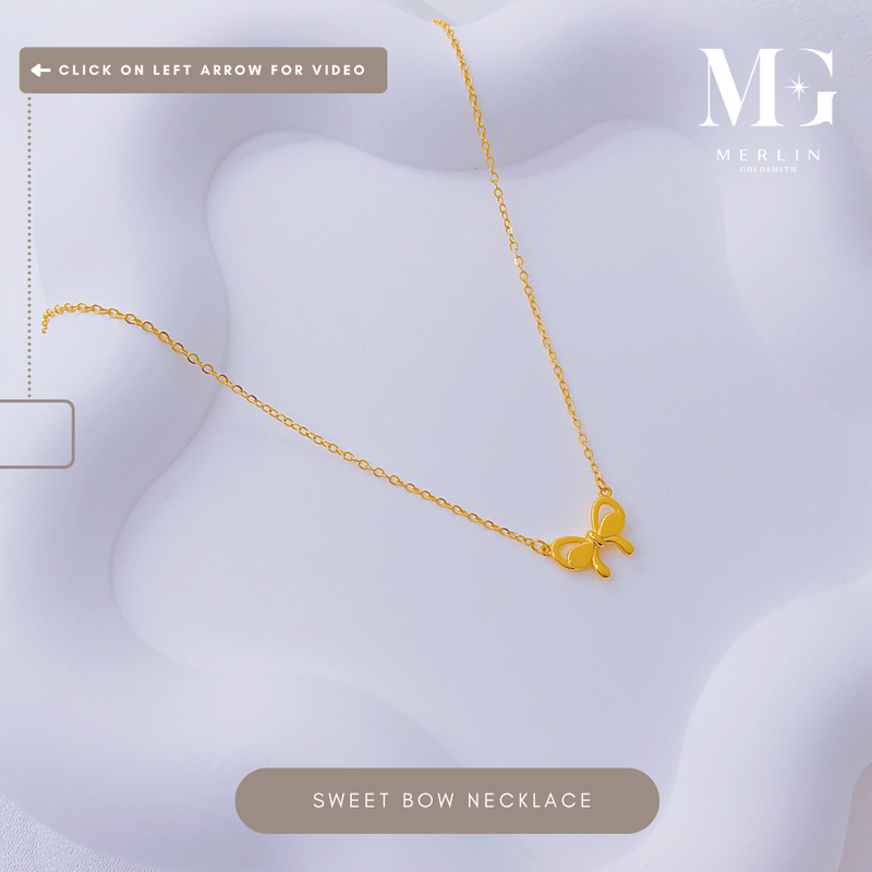 916 Gold Sweet Bow Necklace