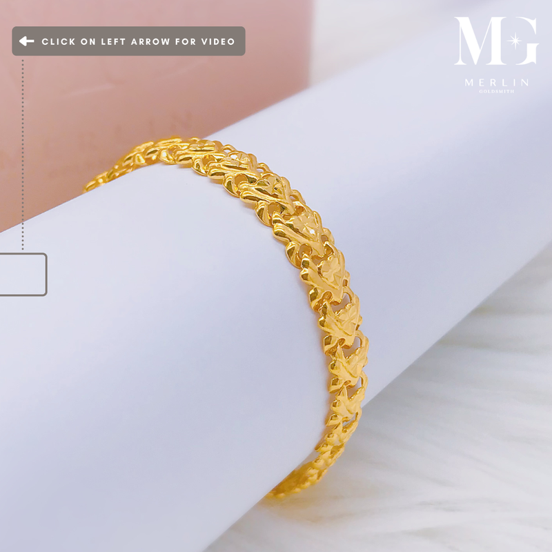 916 Gold Hollow Vitara Bracelet - String Of Sandy Hearts