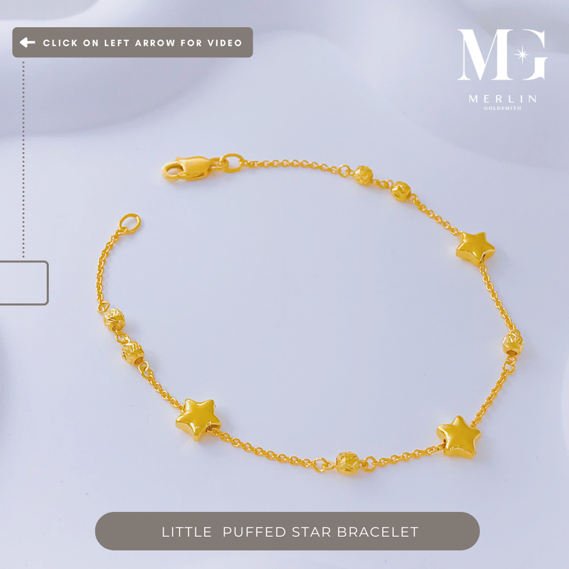 916 Gold Little Puffed Star Bracelet