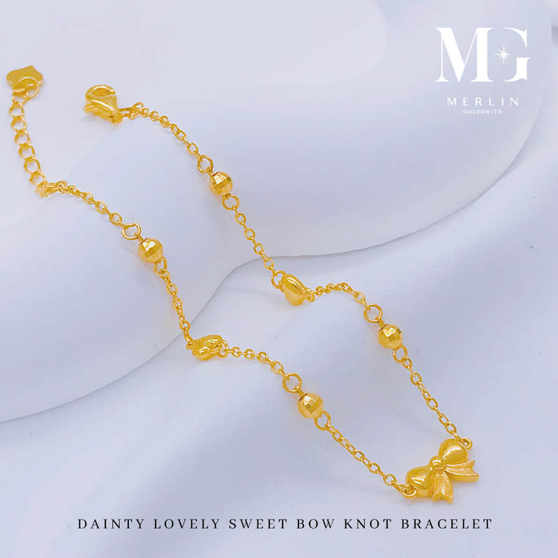 916 Gold Dainty Lovely Sweet Bow Knot Bracelet