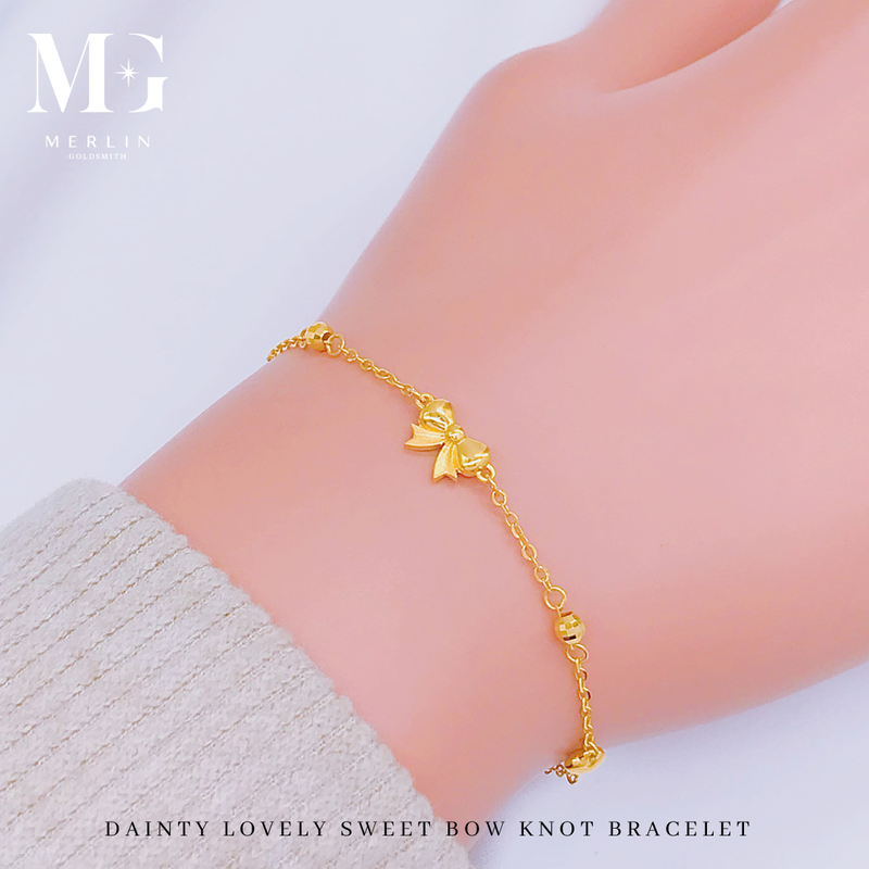 916 Gold Dainty Lovely Sweet Bow Knot Bracelet